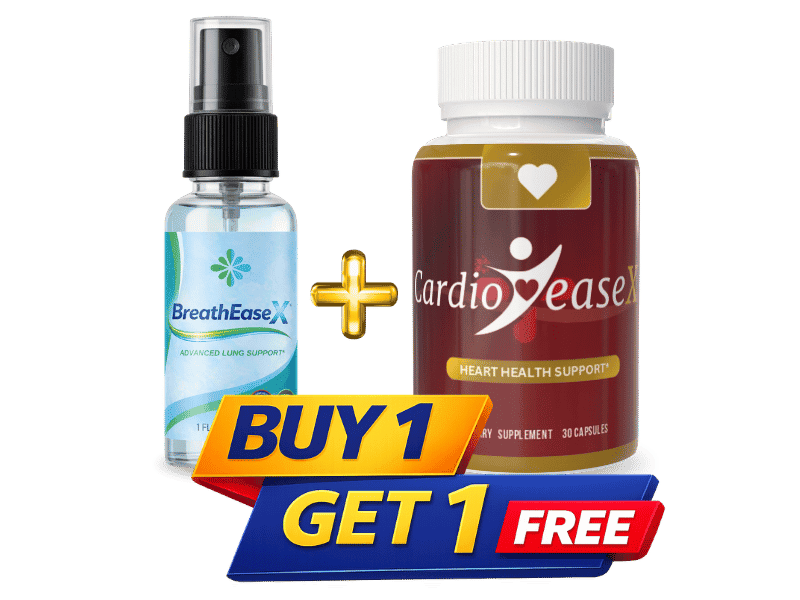 BreathEaseX and CardioEaseX supplement bottles
